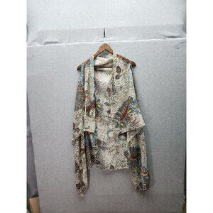 Paisley Print Lightweight Sleeveless Open Front Cardigan Wrap For Women
